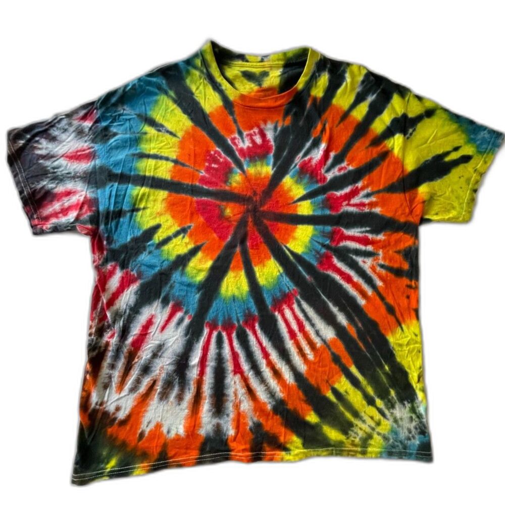 Vintage Tie-Dye Colorful T-Shirt Streetwear Hippie Cotton Tee Size XL